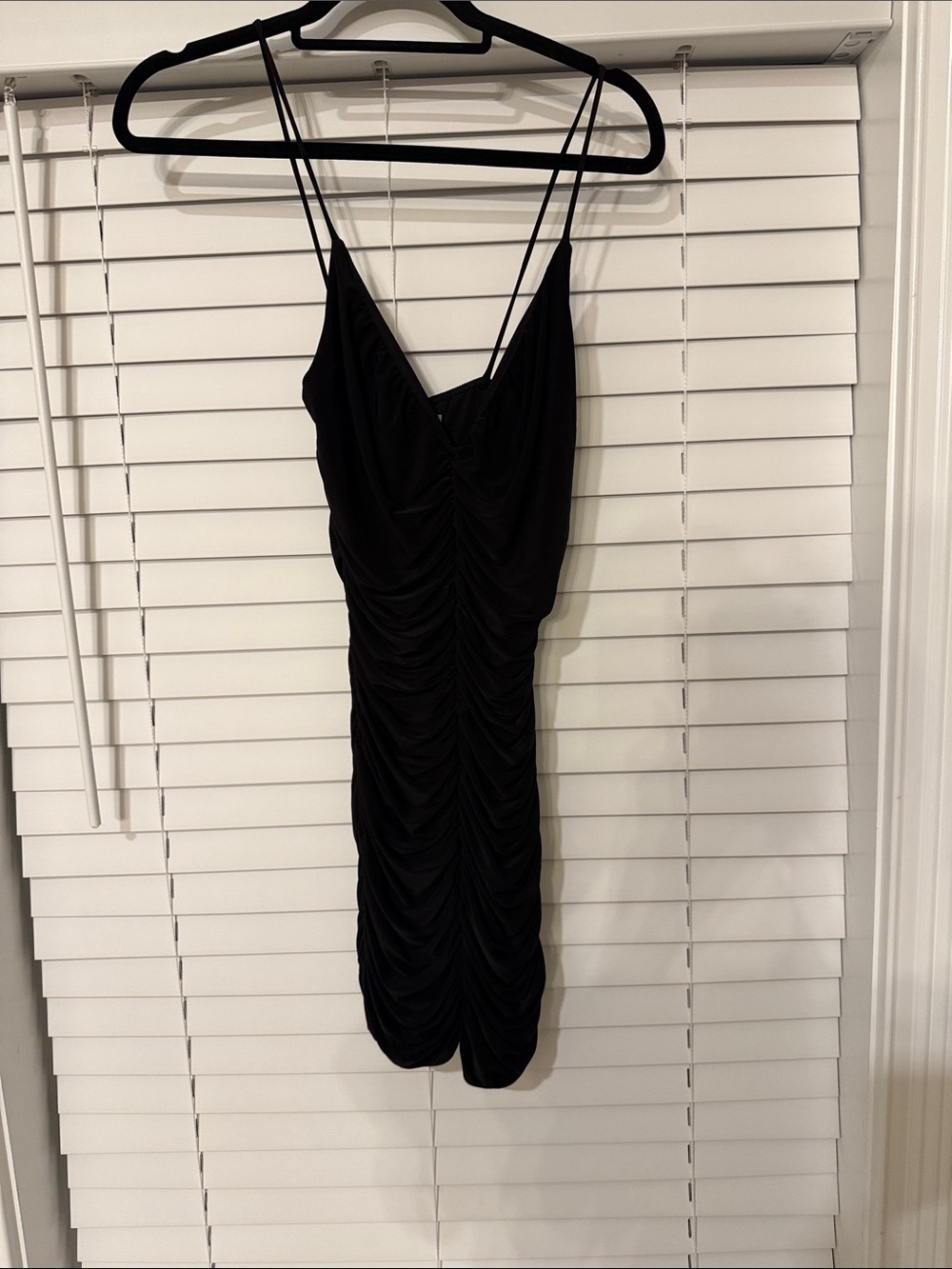 Black Ruched Spaghetti Strap Dress - Brand Unknown
